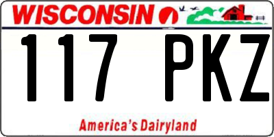 WI license plate 117PKZ