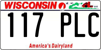 WI license plate 117PLC