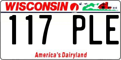 WI license plate 117PLE