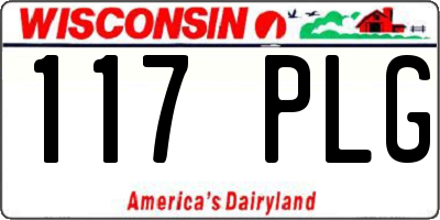 WI license plate 117PLG