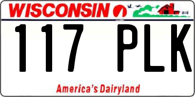 WI license plate 117PLK