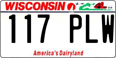WI license plate 117PLW