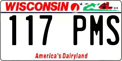 WI license plate 117PMS