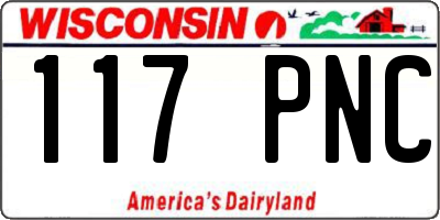 WI license plate 117PNC