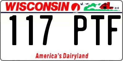 WI license plate 117PTF