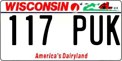 WI license plate 117PUK