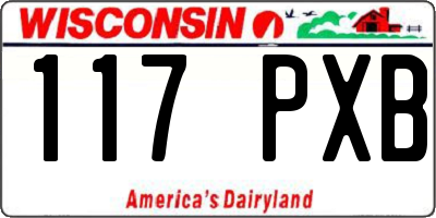 WI license plate 117PXB