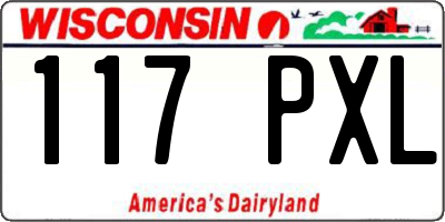 WI license plate 117PXL