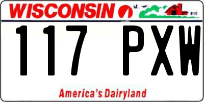 WI license plate 117PXW