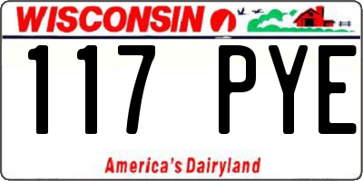 WI license plate 117PYE