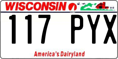 WI license plate 117PYX