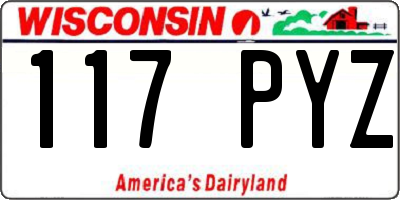 WI license plate 117PYZ