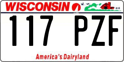 WI license plate 117PZF