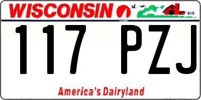 WI license plate 117PZJ