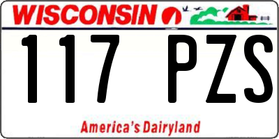 WI license plate 117PZS