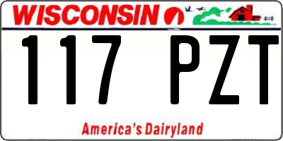 WI license plate 117PZT