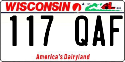 WI license plate 117QAF