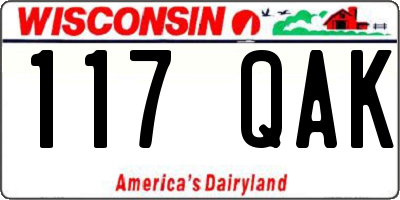 WI license plate 117QAK