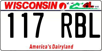 WI license plate 117RBL