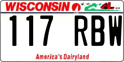 WI license plate 117RBW