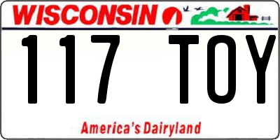 WI license plate 117TOY