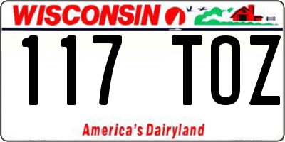 WI license plate 117TOZ