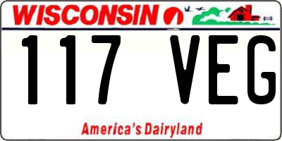 WI license plate 117VEG