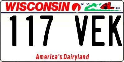 WI license plate 117VEK
