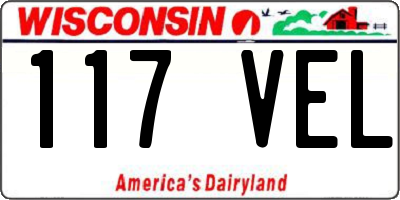 WI license plate 117VEL