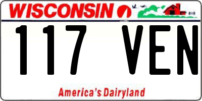 WI license plate 117VEN