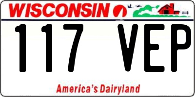 WI license plate 117VEP