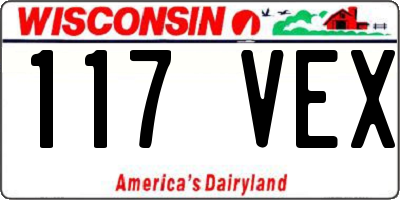 WI license plate 117VEX