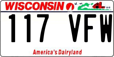 WI license plate 117VFW