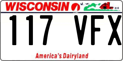 WI license plate 117VFX