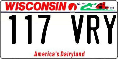 WI license plate 117VRY