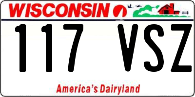 WI license plate 117VSZ