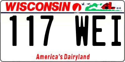 WI license plate 117WEI