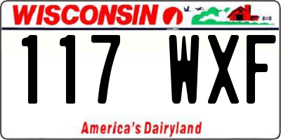 WI license plate 117WXF