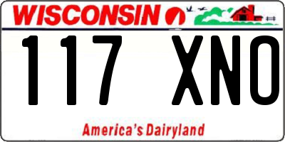 WI license plate 117XNO
