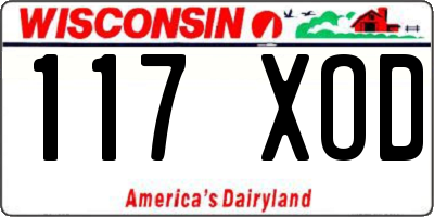 WI license plate 117XOD