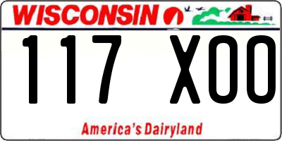 WI license plate 117XOO