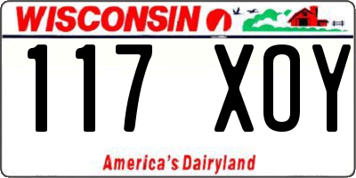 WI license plate 117XOY