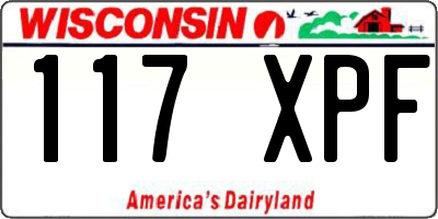 WI license plate 117XPF