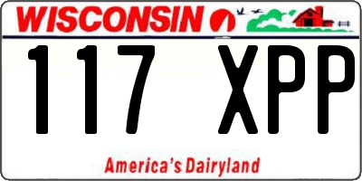 WI license plate 117XPP