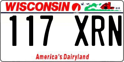 WI license plate 117XRN