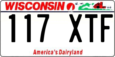WI license plate 117XTF