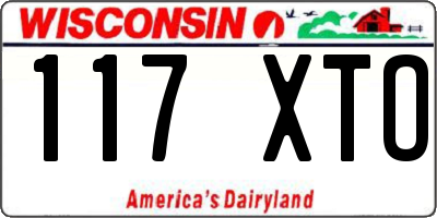 WI license plate 117XTO