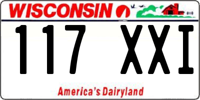 WI license plate 117XXI