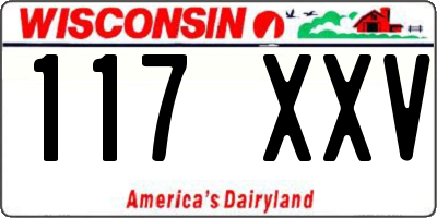 WI license plate 117XXV