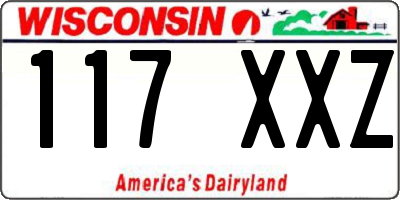 WI license plate 117XXZ